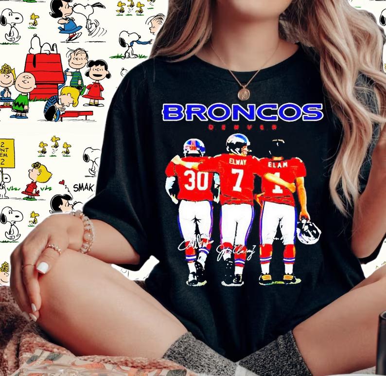 Denver Broncos best players Phillip Lindsay and Elway and Elam signature T-shirt