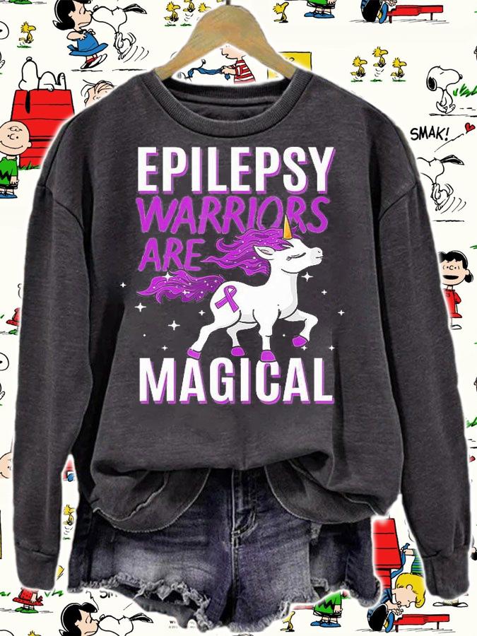 Epilepsy Warrior Purple Ribbon Epileptic Unicorn T-Shirt sweatshirt