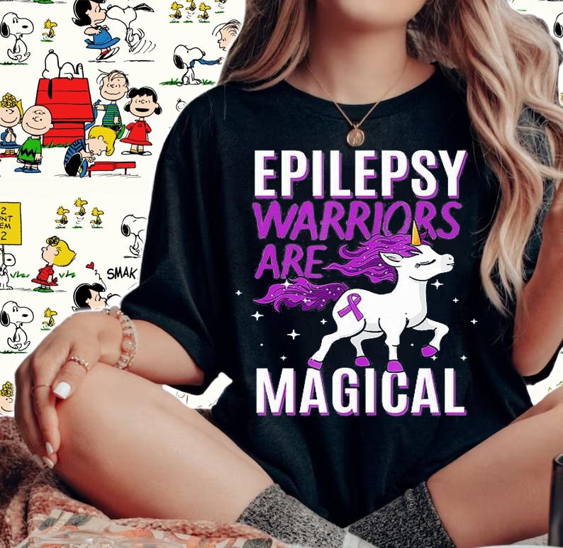Epilepsy Warrior Purple Ribbon Epileptic Unicorn T-Shirt woman shirt