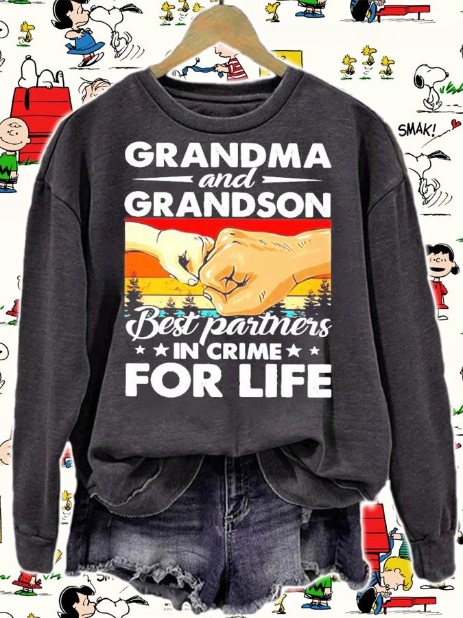 Grandma and grandson best partners in crime for life shirt sweatshirt