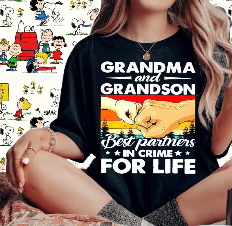 Grandma and grandson best partners in crime for life shirt woman shirt