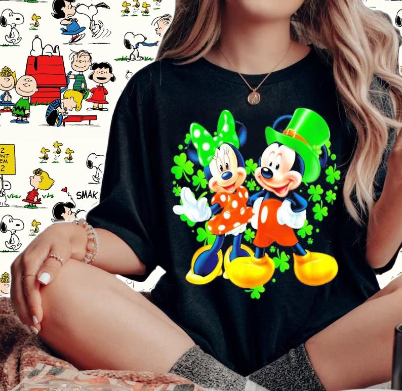 Minnie and Mickey Mouse St.Patrick's Day heart shirt