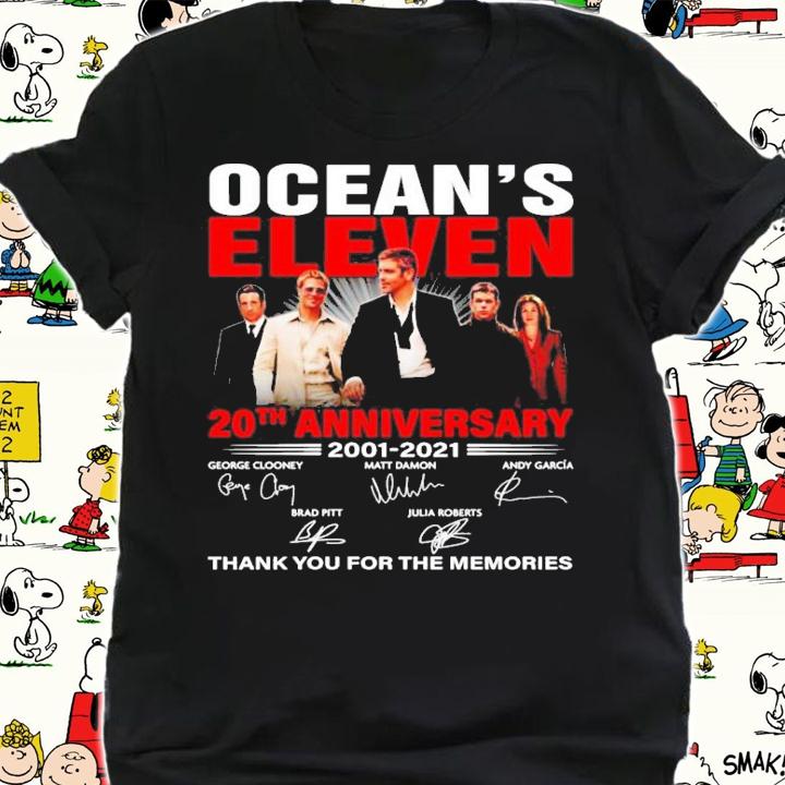 Ocean's Eleven 20th anniversary 2001-2021 signatures shirt