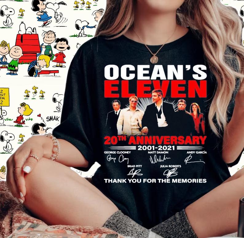 Ocean's Eleven 20th anniversary 2001-2021 signatures shirt