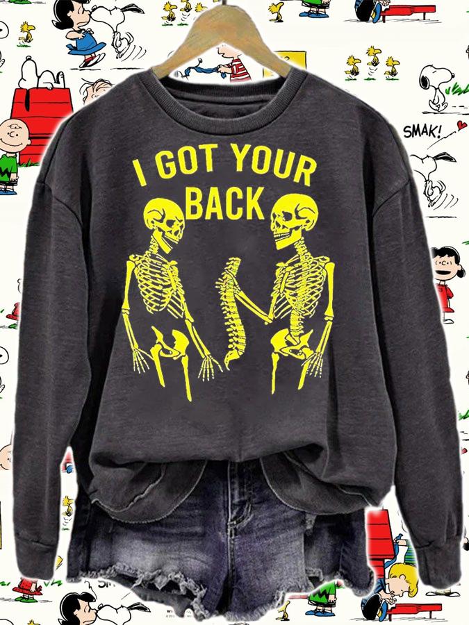 Skeleton I got your back Halloween T-shirt sweatshirt