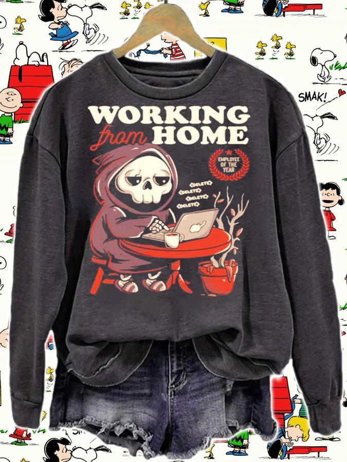 Working From Home Creepy Skull Gift shirt sweatshirt