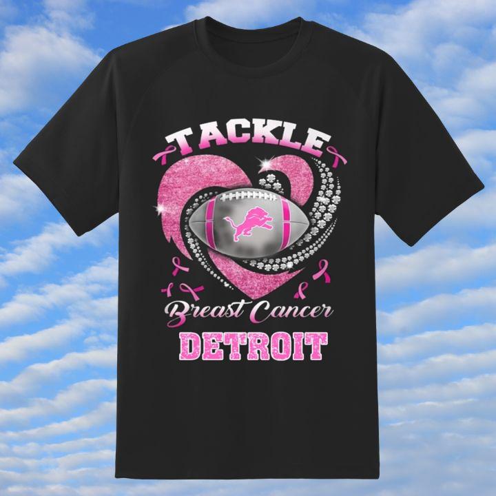 Tackle Breast Cancer Awareness Detroit Lions Football T-Shirt