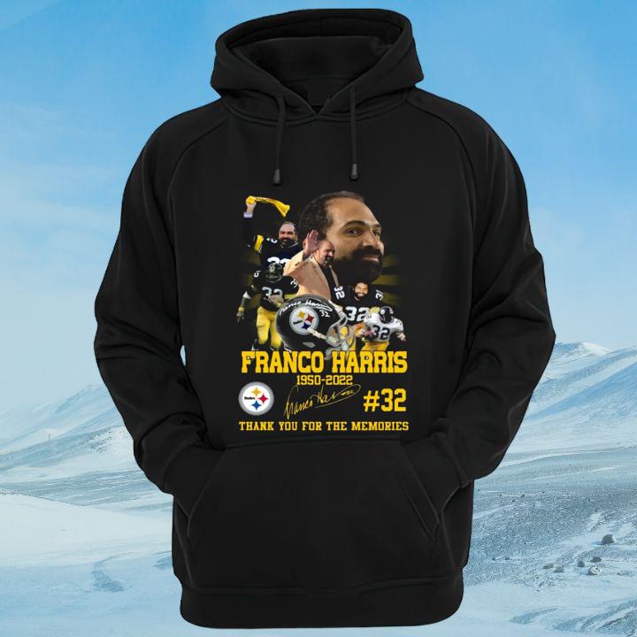 R.I.P Franco Harris 1950–2022 Signature No. 32 Pittsburgh Steelers T-Shirt hoodie