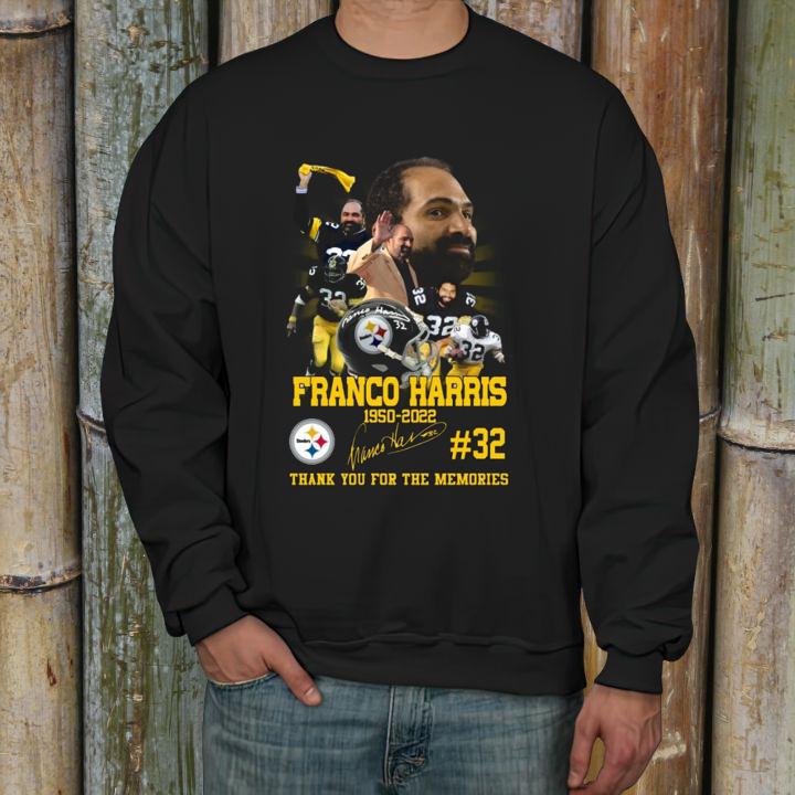 R.I.P Franco Harris 1950–2022 Signature No. 32 Pittsburgh Steelers T-Shirt sweatshirt