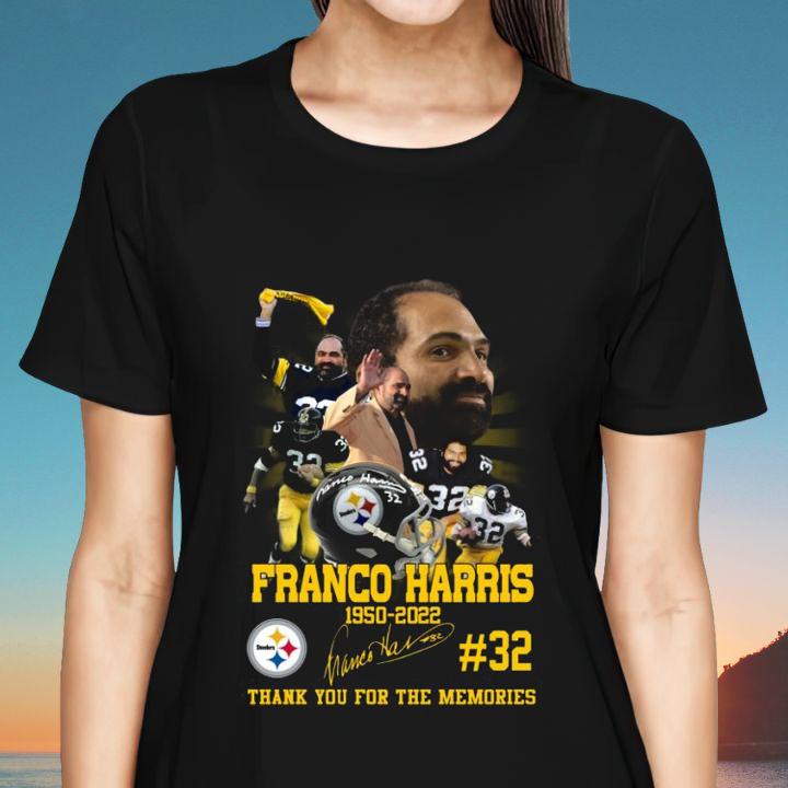 R.I.P Franco Harris 1950–2022 Signature No. 32 Pittsburgh Steelers T-Shirt womenshirt