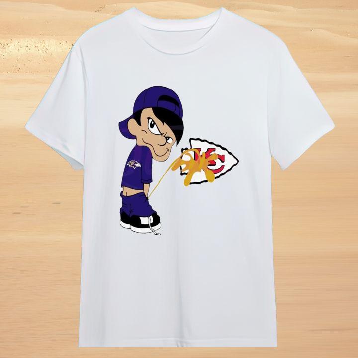 Official Baltimore Ravens Calvin Peeing Piss On Kansas City Chiefs T-Shirt