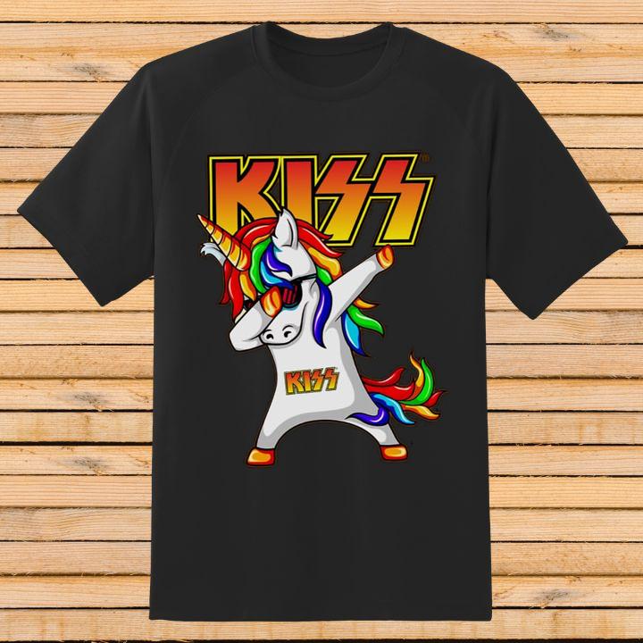 Cute Dabbing Rainbow Unicorn Hip Hop Kiss Band Shirt