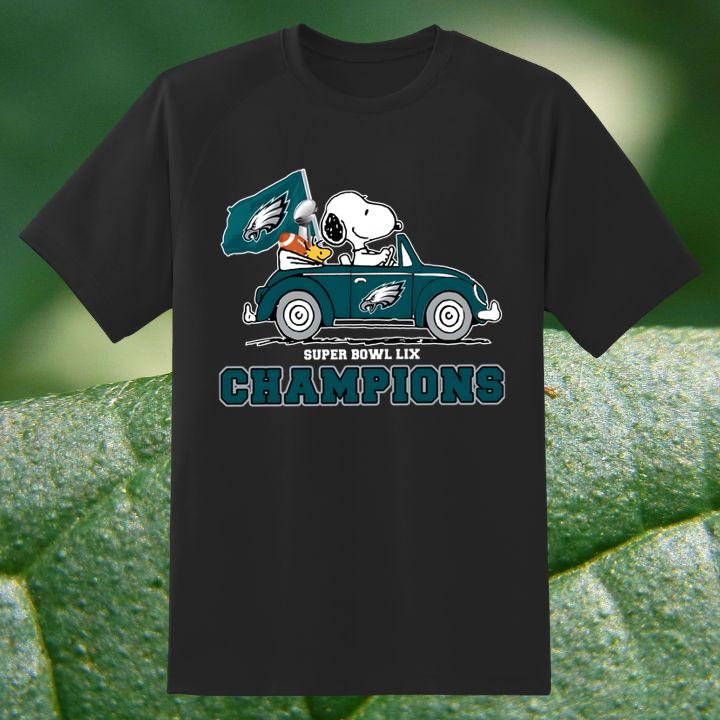 Snoopy Driving Car Super Bowl Lix Champions Philadelphia Eagles Shirt
