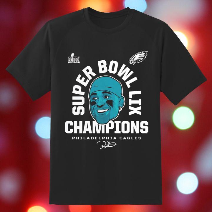 Jalen Hurts Super Bowl LIX Champions Philadelphia Eagles Signed T-Shirt