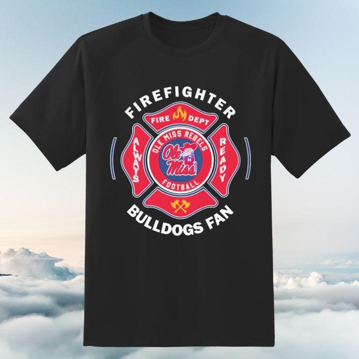 Fire Dept Ole Miss Rebels Logo Football Firefighter T-Shirt