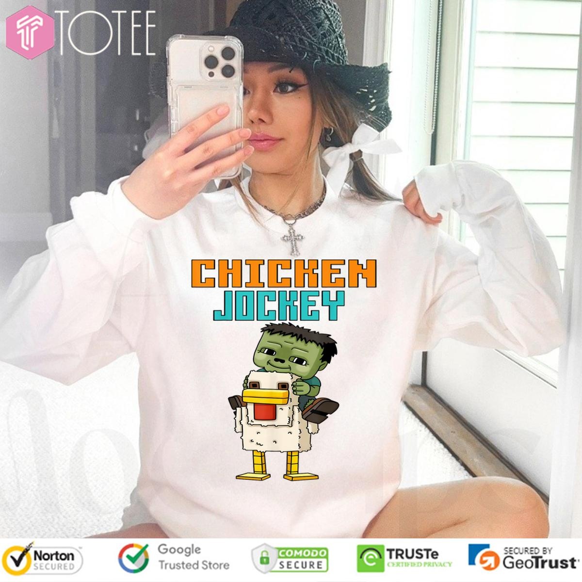Pixel Art Gamer Chicken Jockey Zombie Cartoon Long Sleeve