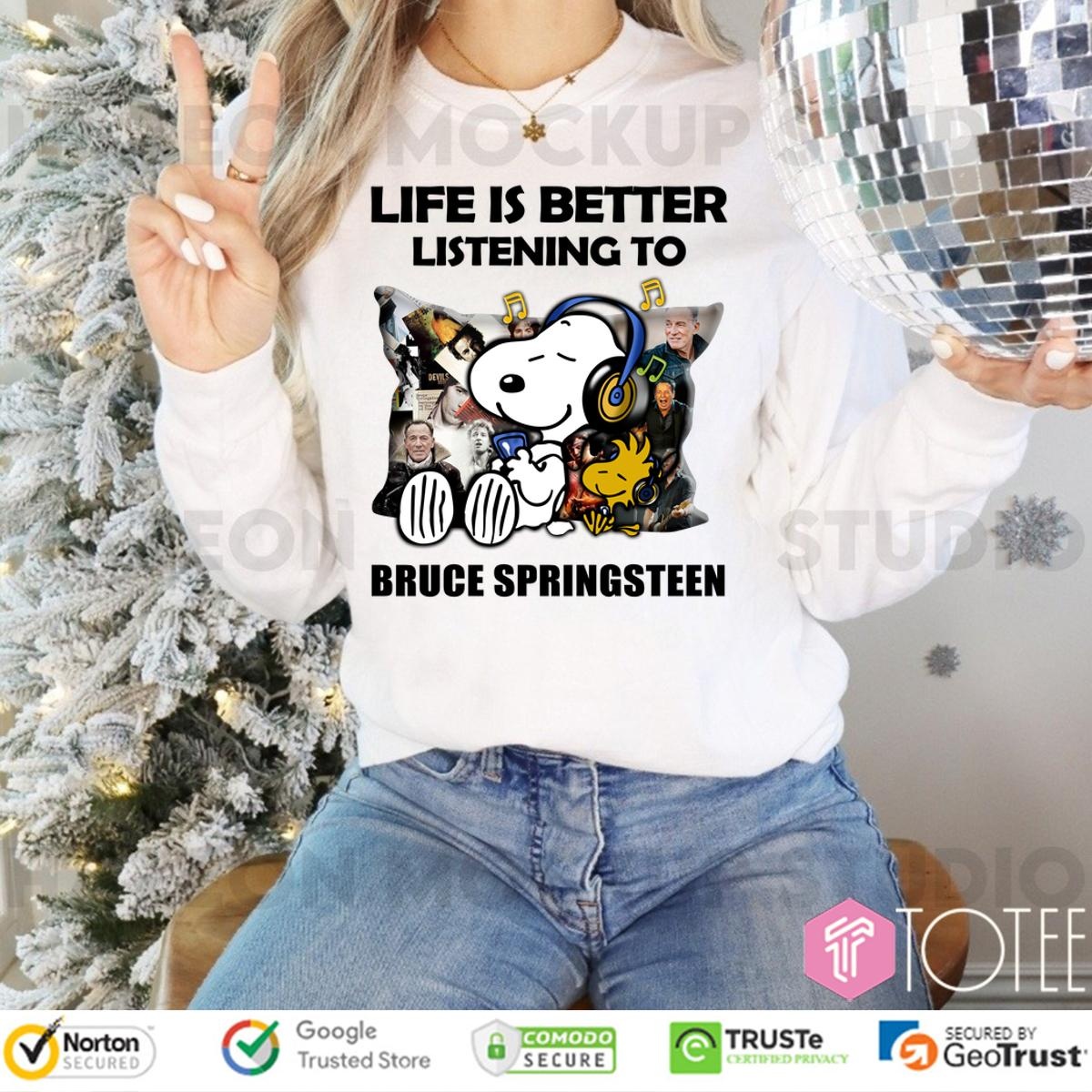 Snoopy Life Is Better Listening To Bruce Springsteen Long Sleeve