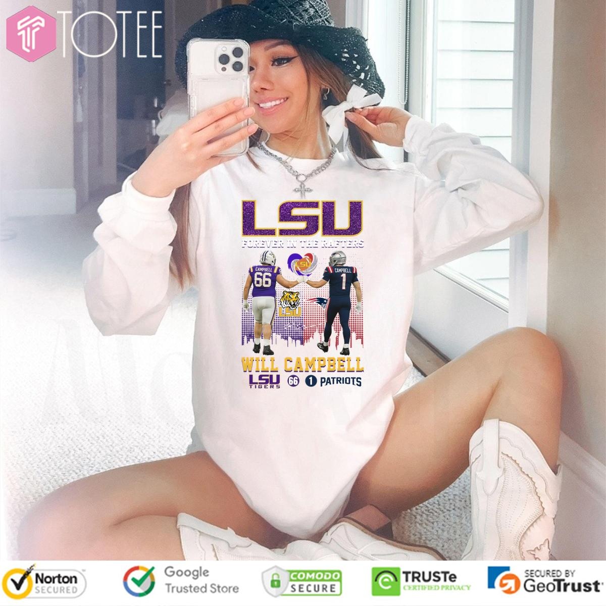 Lsu Tigers X New England Patriots Forever In The Rafters Will Campbell Signature Long Sleeve