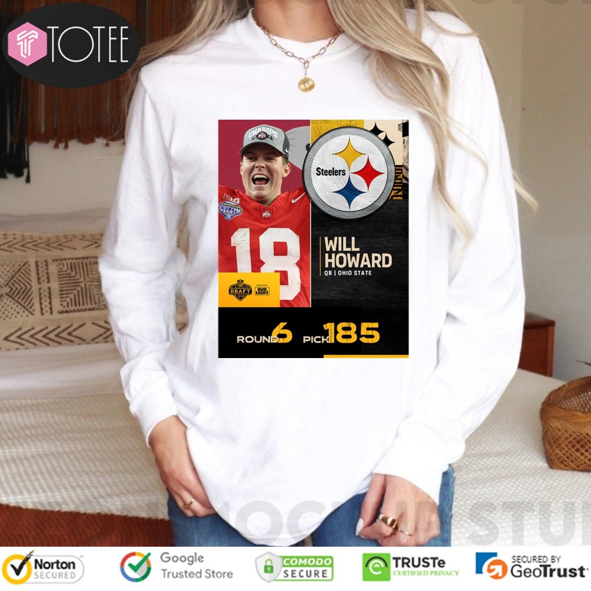Will Howard Pittsburgh Steelers 2025 Nfl Draft Poster Long Sleeve