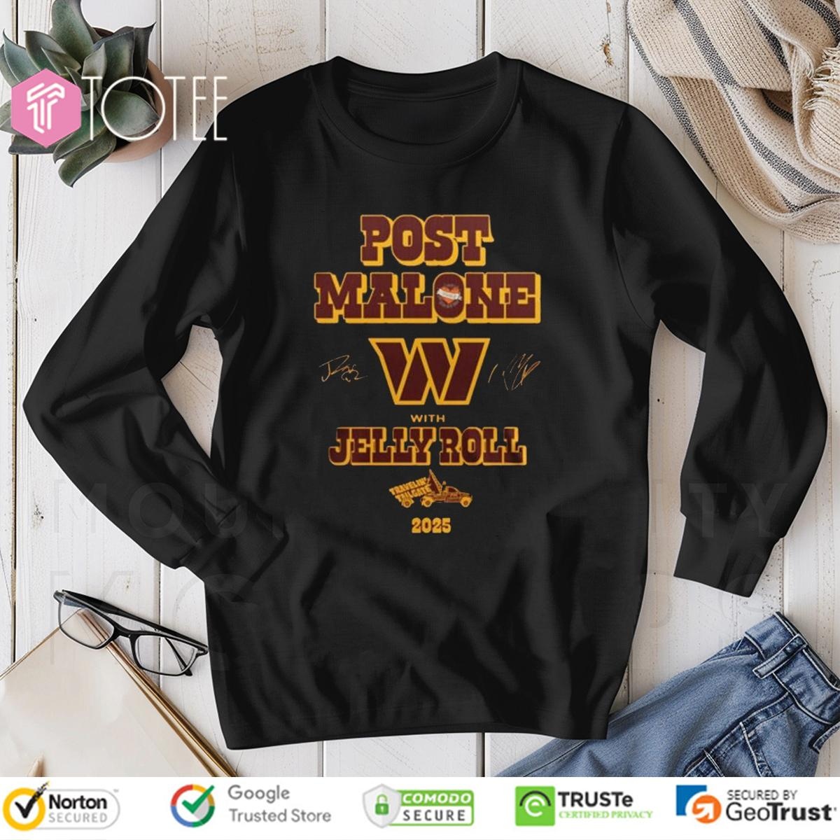 Washington Commanders Post Malone Jelly Roll Big Ass Tour 2025 Signed Long Sleeve